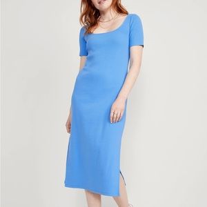 Old Navy Fitted Rib-Knit Scoop-Neck Midi Dress for Women XSP